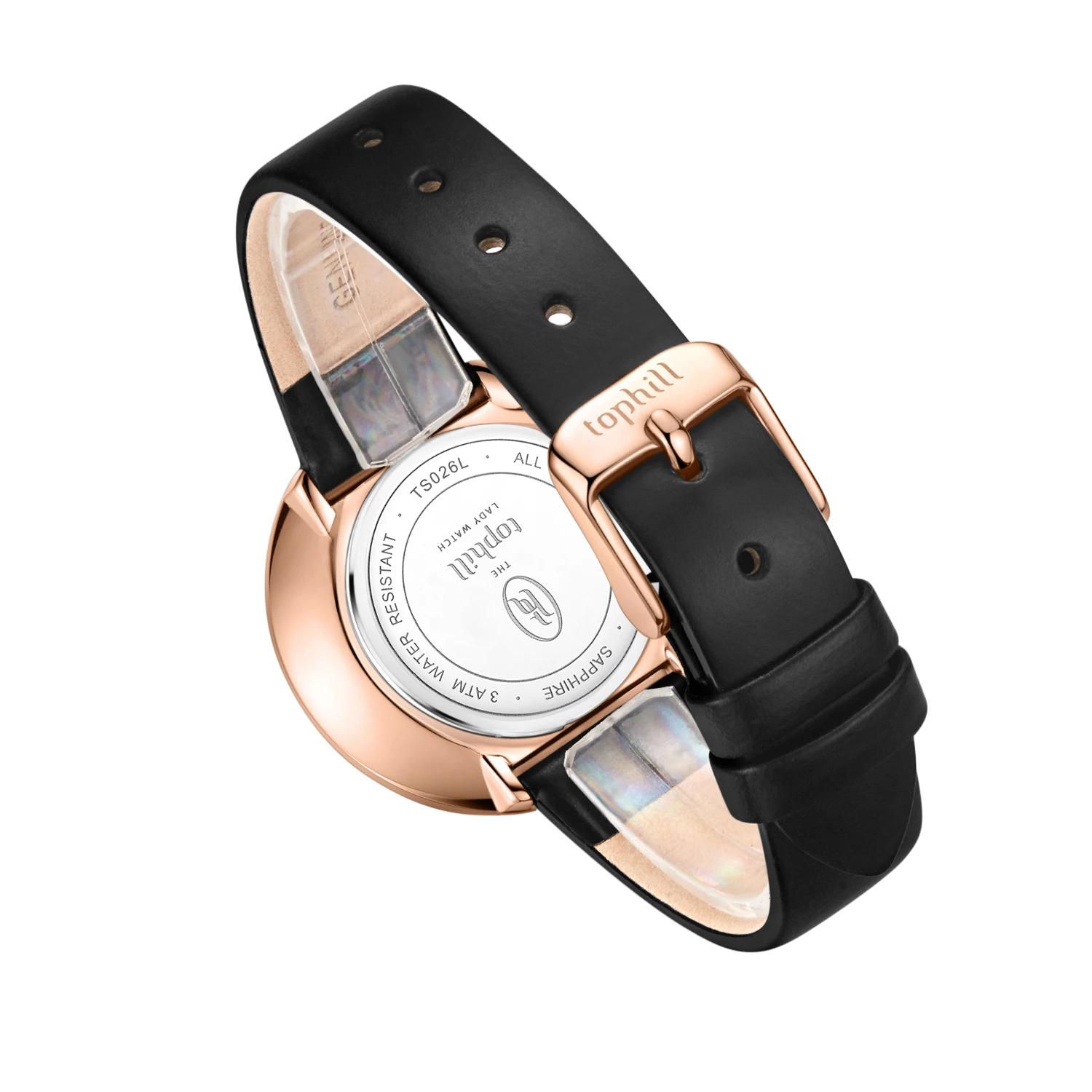 TOPHILL Clear watch Quartz for woman Green face Fashion watches Silky fabric strap 3ATM Sapphire Glass Gift