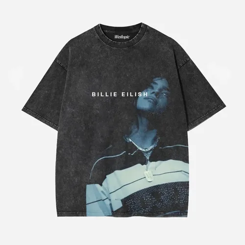 Imagen 1 del producto Nueva Llegada de Ropa para Hombre, Camiseta, Camisetas para Hombre, Ropa Hombre, BILLIE EILISH, Estilo Americano Moderno Vintage Lavado