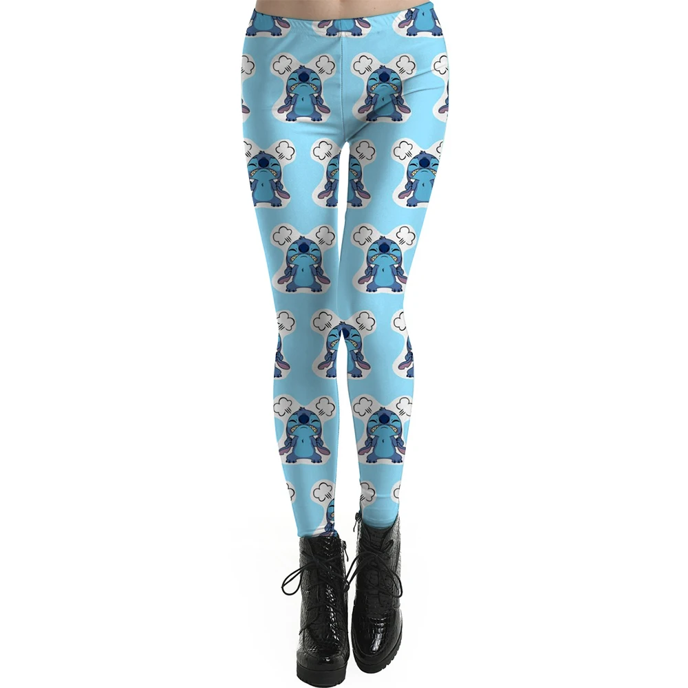 Multi-color Disney Stitch cartoon print high-waisted stretch running fitness yoga pants tight leggings for women