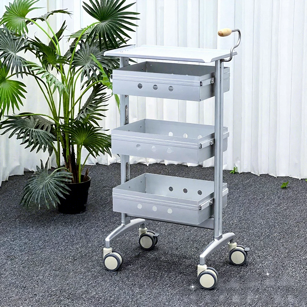 Professional Hair Salon Multifunctional Tool Cart Stainless Steel Barber Storage for Perm And Dyeing College Hair Stylist Barber