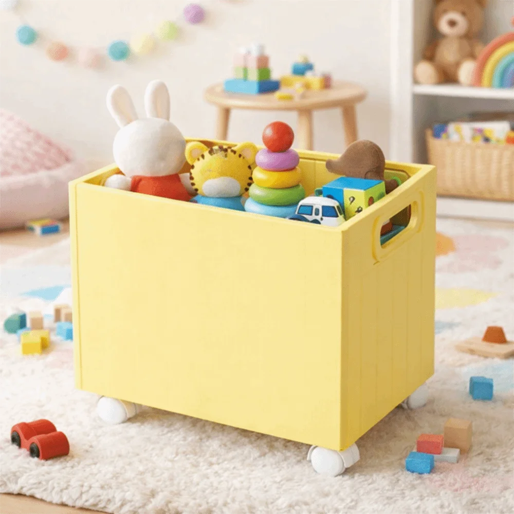 

Large Capacity Mobile Bookshelf with Pulley Wheels Stackable Book Sorting Box Fixed Brake Dual Side Handles File Storage Bins
