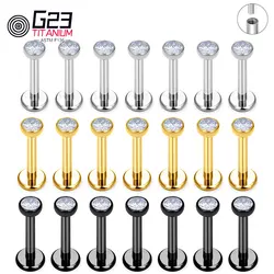 10pcs Internally Thread Piercing Lip Nose Stud G23 ASTM F136 Titanium Labret Earrings Set Tragus Spiral Cartilage Body Jewelry