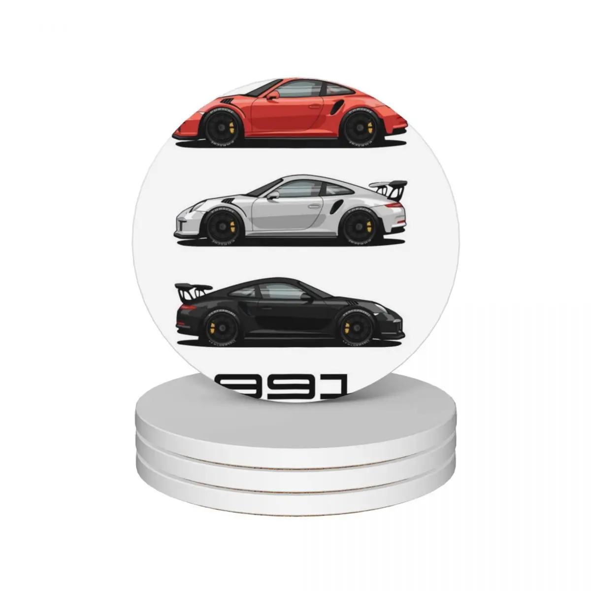 

New Classics 991 GT3 RS Trio Ceramic Coasters (Set of 4) for table eat table for drinks aesthetic Tea cups Coasters