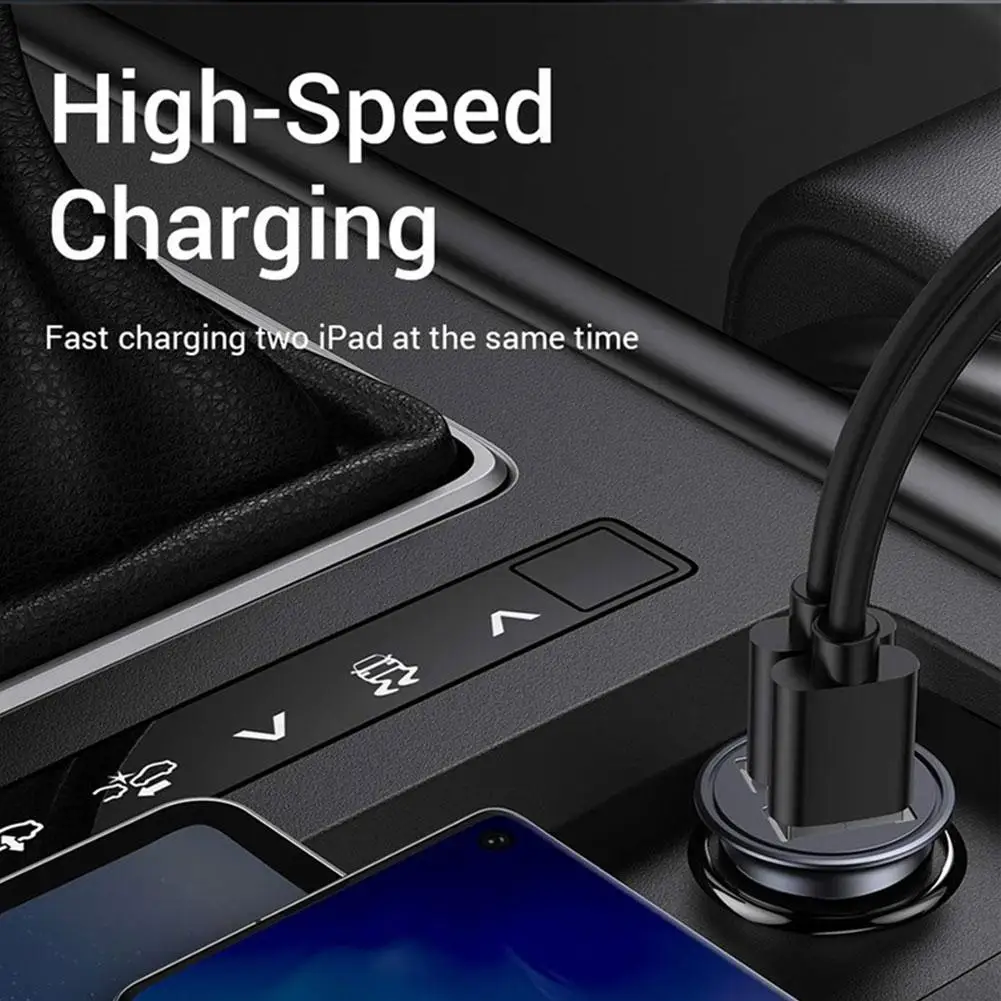 Dual USB Car Charger 2 Ports Cigarette Lighter Adapter Charger USB Power Adapter  For IPhone 12 Car Phone