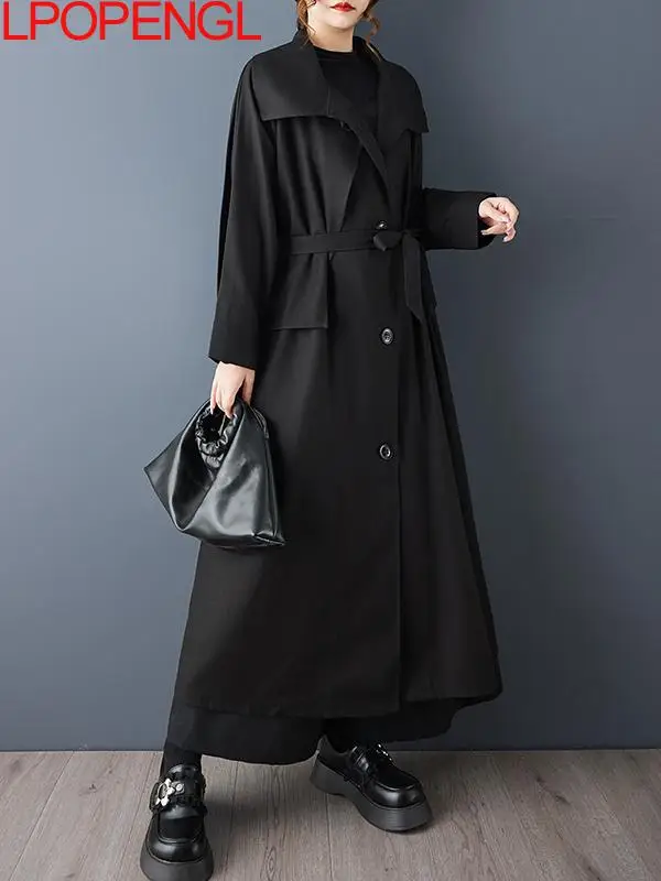 เสื้อโค้ทกันลมทรงหลวมสไตล์เกาหลี แขนยาว คอตั้ง สำหรับผู้หญิง ใส่ได้ทั้งฤดูใบไม้ร่วงและฤดูหนาว ดีไซน์เรียบง่ายแต่ดูมีสไตล์