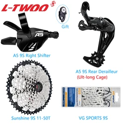 LTWOO A5 1X9S MTB Groupset 9 Speed Shifter Lever + Rear Derailleur + Cassette 36T VG 9V Chains DECKAS Chainring 32T 34T 36T 38T