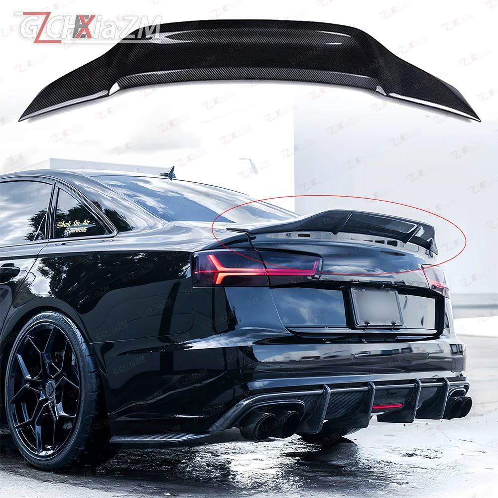 For 2012-2016 Audi A6 S6 C7 100%Real Carbon FiberHighquality Rear Spoiler Coupe Trunk Lid R Style Bright Black Rear Spoiler