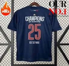 PSG Champions Jersey 2025 Verano - Dembélé & Doué 3D Home Top, camiseta de fútbol de manga corta transpirable para entrenamiento y exteriores