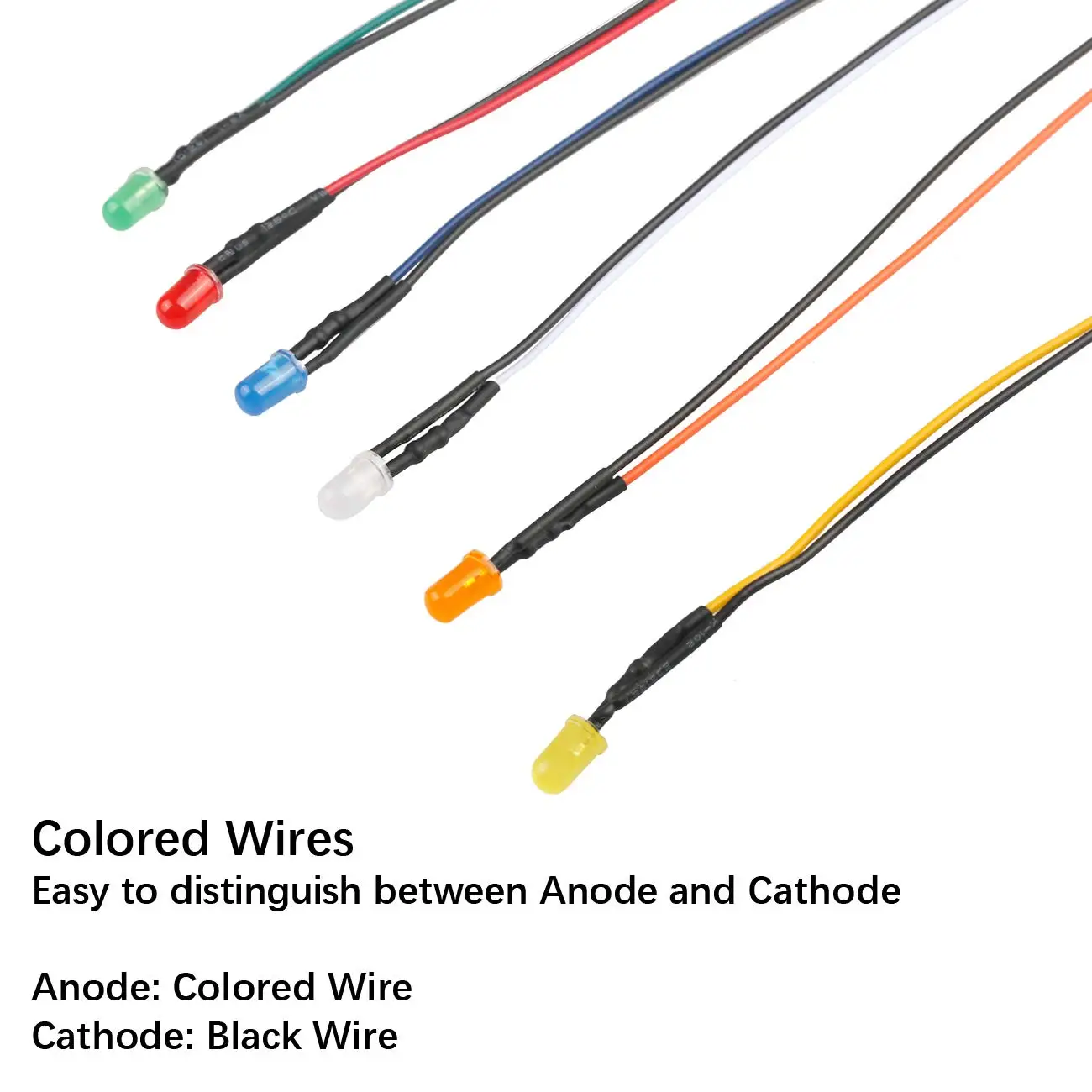 50pcs 12 Volt 5mm Red LED Lights Emitting Diodes, Pre Wired 7.9 Inch DC 12V LED Light Diffused Colored Lens Small LED Lamps