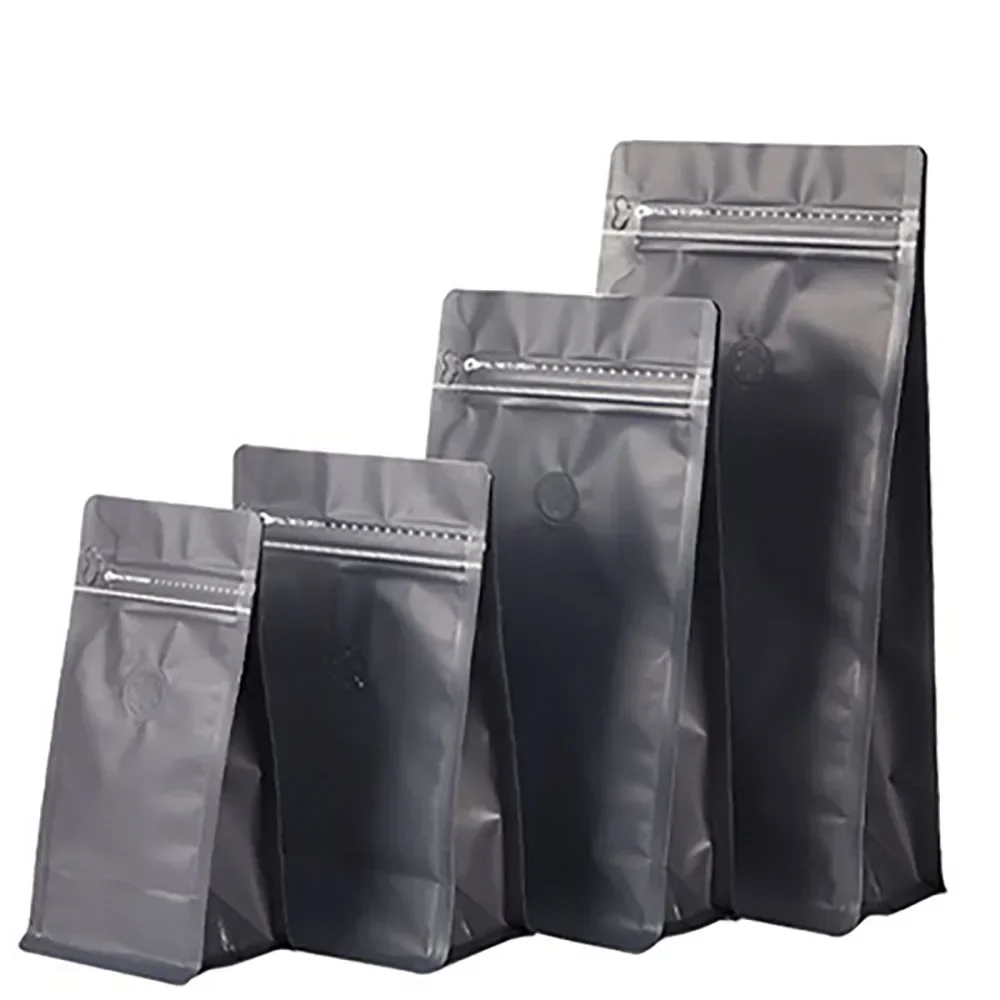 50pcs Matt Finish Pink Gray Blue Black Ziplock Roasted Coffee Bag with Valve 4oz 8oz 16oz Sealable Smell Proof Whey Protein Bag