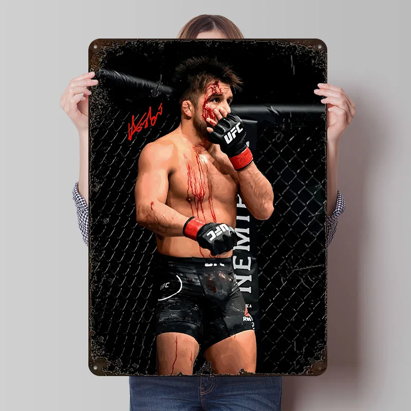 Henry Cejudo MMA Fighter in Octagon Metal Poster Customized Wall Art Retro Vintage Tinplate Signs for Decoration Bedroom House