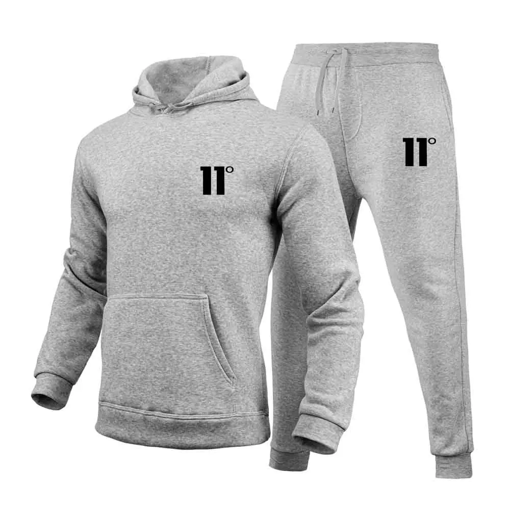 Fashion 11 Print Tracksuit for Men Hooded Sweatshirt and Sweatpants Two Pieces Suits Male Casual Fitness Jogging Sports Sets