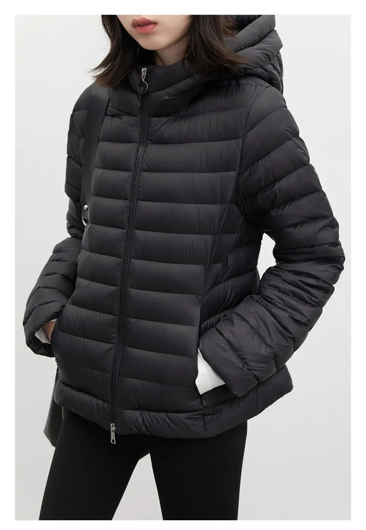 CHIC VEN Women's Down Coats Solid Hooded Female 90 White Down Jacket Slim Lightweight Warm Casual Overcoat Autumn Winter 2026