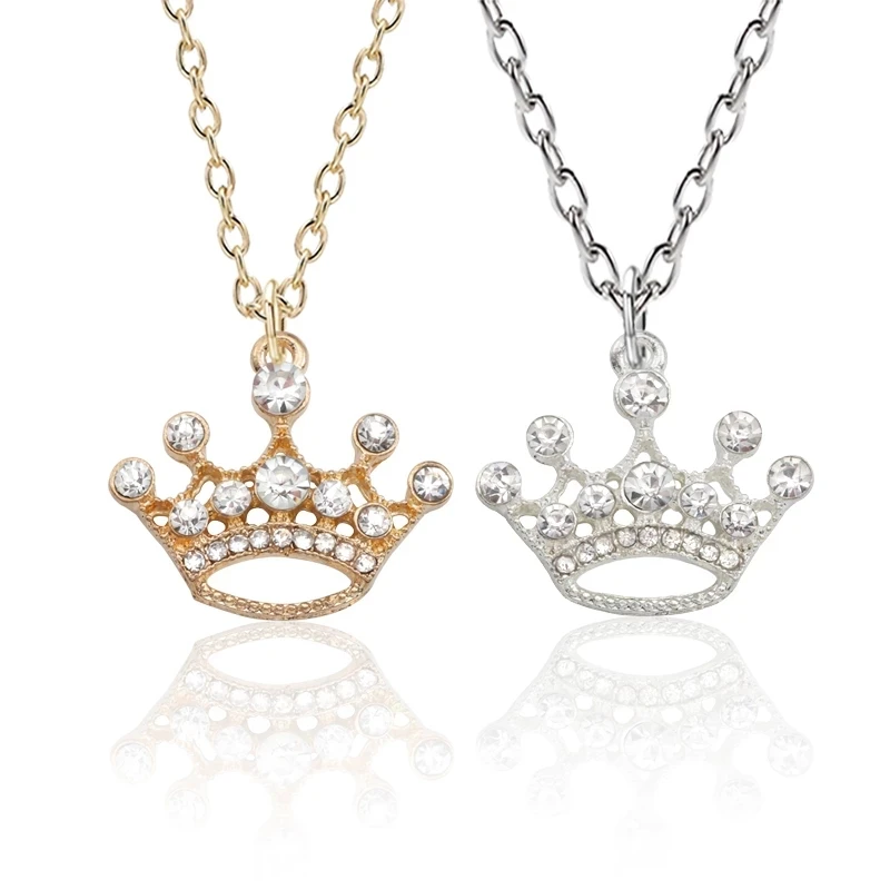 Luxury Crystal Crown Pendant Necklace Tiny Princess Crown Necklace for Women Lovers Valentine's Day Jewelry Accessories Gift
