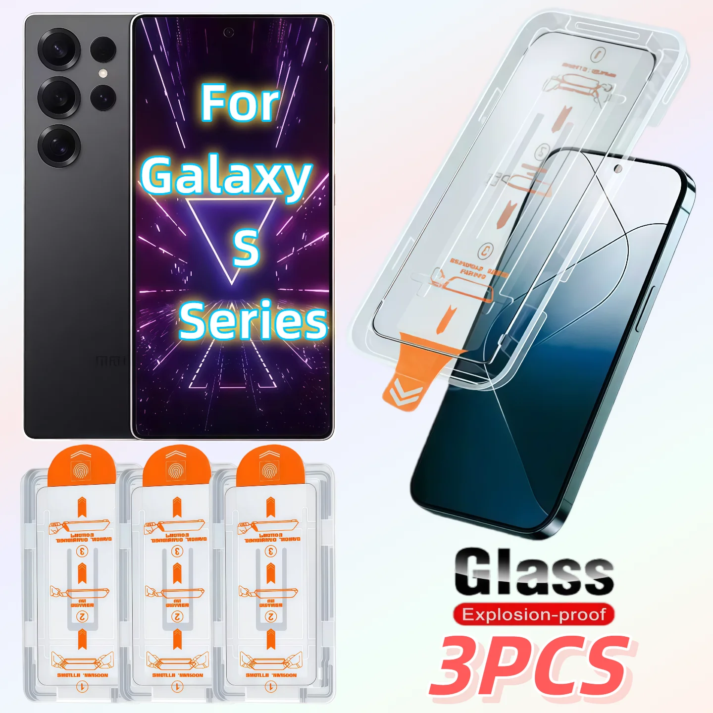 

3PCS for Galaxy S25/S24/S23/S22/S21 Plus Ultra HD Tempered Glass Screen Protector, Dust-Free, Bubble-Free, Easy Install