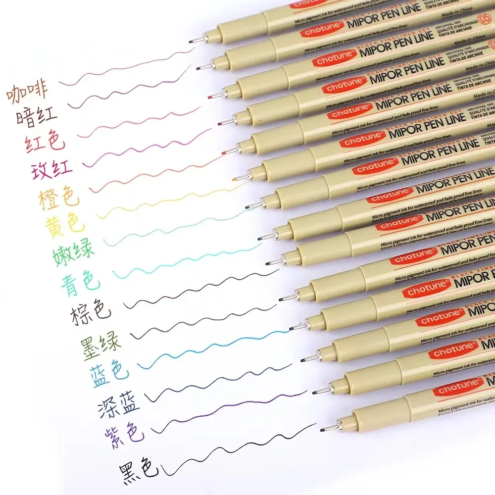 14 Colors Brush Micro Waterproof Fineliner Pen Set Ink Fine Point Pen Sketching Anime Artist Illustrating  Drawing Supplies
