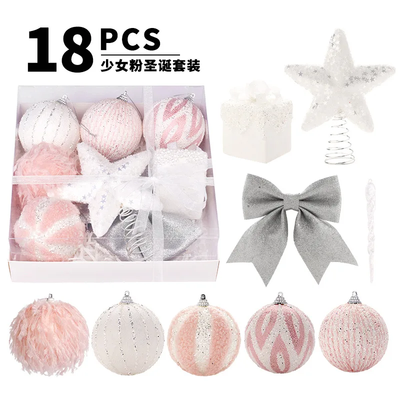 

Festive Ins Pink Foam Christmas Ball and Tree Topper Star Package - Ideal Christmas Tree Hanging Decor