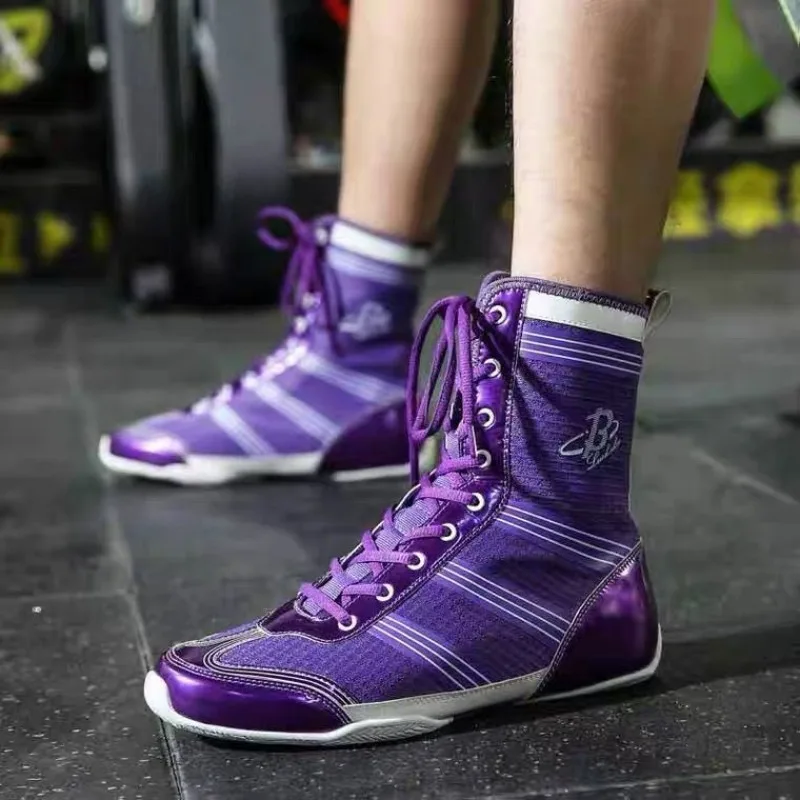 2024 New Boxing Shoes for Men Professional Fighting Shoes Man Blue Purple Wrestling Shoes Mens Breathable Sport Shoe Men