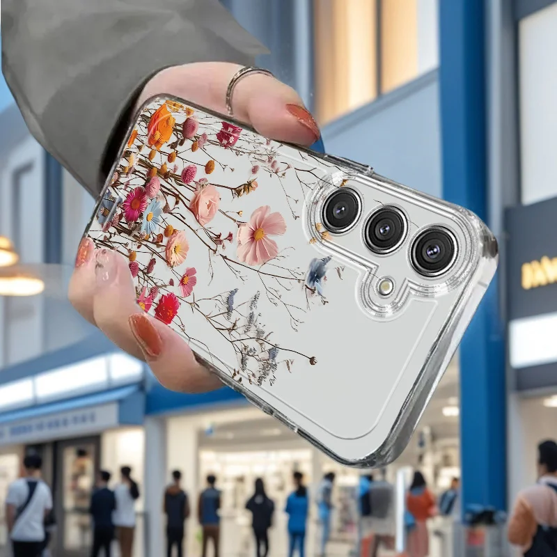 Blumenranken Transparente Hülle für Samsung S25 Ultra S26 S24 FE S23 Plus S22 S21 A57 A56 5G A55 A54 A53 A52S A37 A36 A35 A26 Schutzhülle – Detail 5