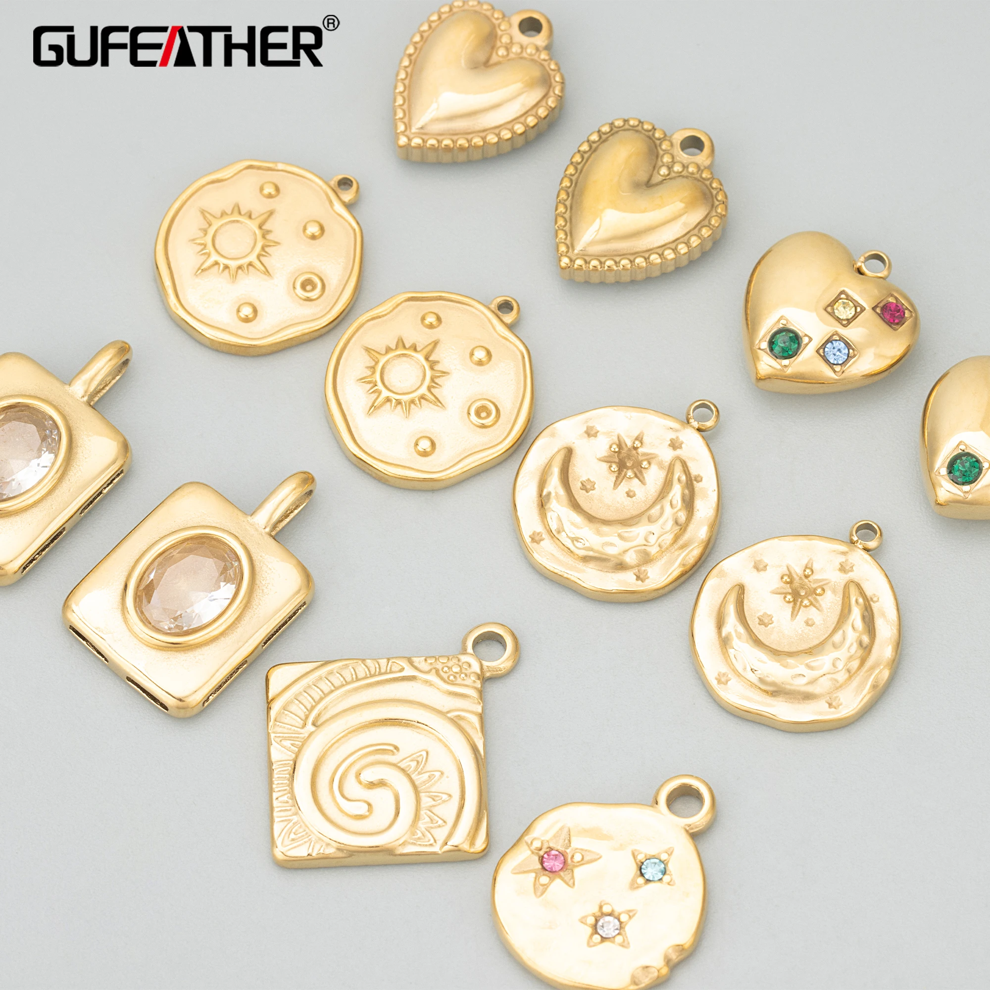 GUFEATHER MF07,jewelry accessories,316L stainless steel,nickel free,hand made,charms,jewelry making,diy pendants,4pcs/lot