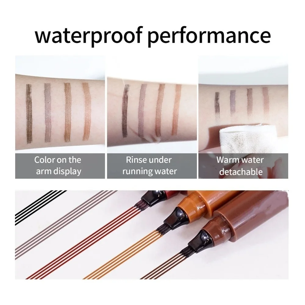 قلم الحواجب السائل قلم الحواجب مقاوم للماء شوكة طرف الحاجب قلم الوشم طويل الأمد المهنية غرامة قلم الحواجب السائل