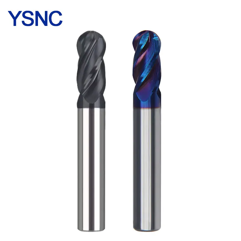 

HRC65 4-зубая шаровая концевая фреза, фреза из карбида вольфрама, фреза с ЧПУ, фреза, инструмент R0,5 6 мм, 8 мм, 10-20 мм для металлической стали