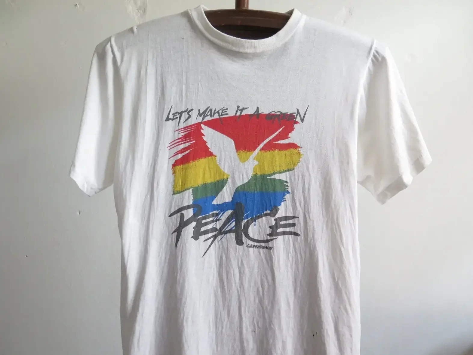 Camiseta vintage de Greenpeace Let's Make it a Green, promoción RARE de los años 80, Día de la Tierra, Salva el mundo