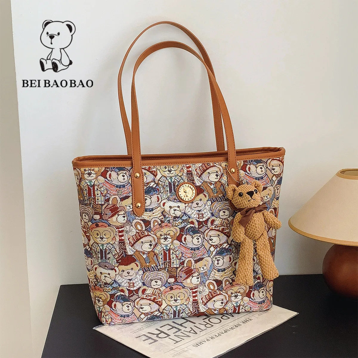 Beibao-Bolso de mano de gran capacidad para mujer, bolsa de hombro, edición coreana, estilo Ins, versátil, a la moda, novedad de 2024