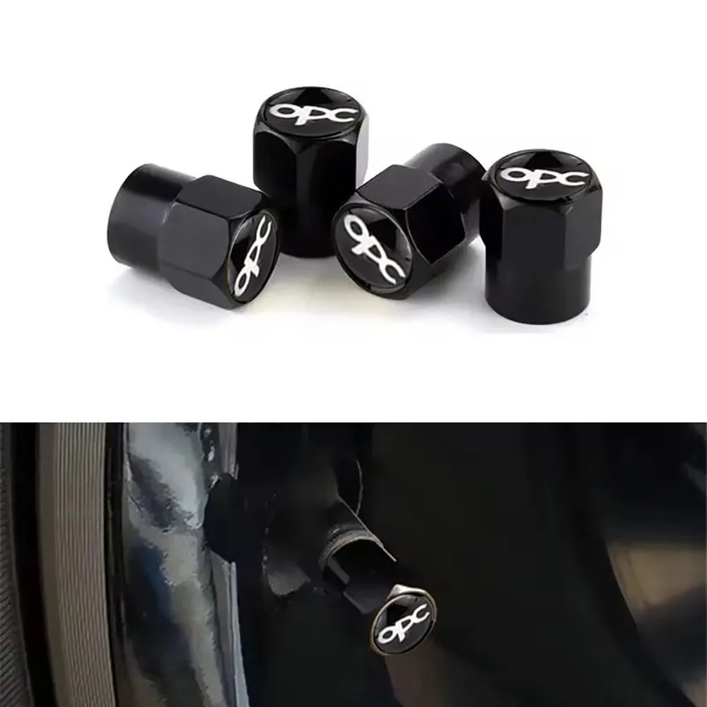 Hot NEW 4pcs Car Metal Wheel Tire Air Valve Core Caps Accessories For OPC Car Tire Valve Stem Cap Covers For Opel Accessories