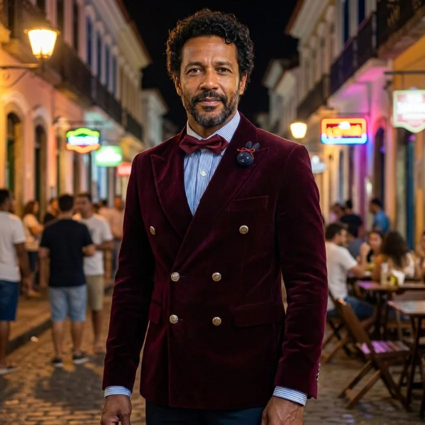 

Velvet Man Blazer for Evening Party 1 Piece Double Breasted Men Suit Jacket Male Fashion Slim Fit Suit for Party Dinner XS-5XL