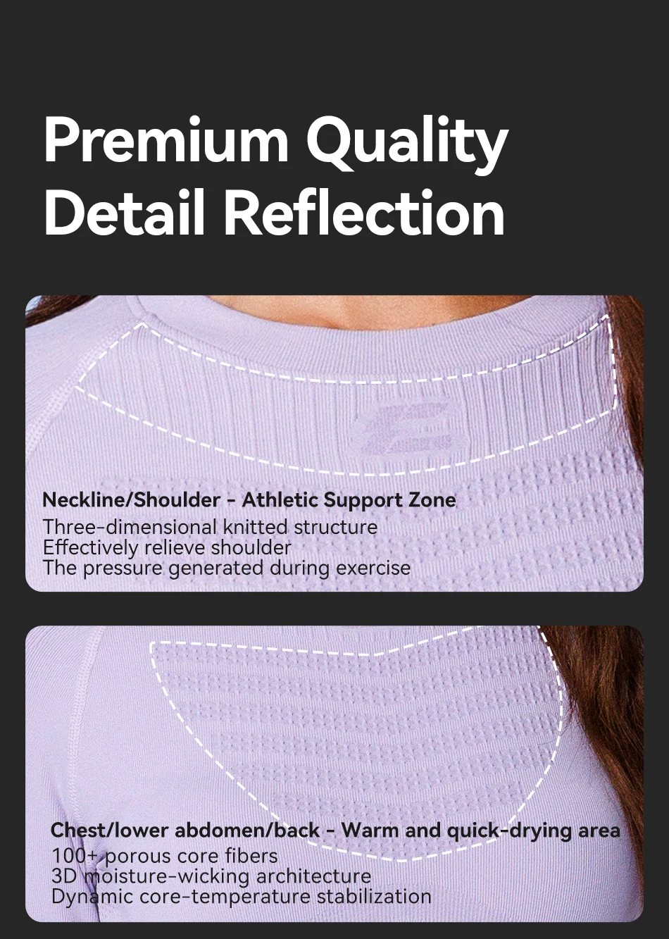 COPOZZ Nahtloses Ski-Thermo-Unterwäsche-Set für Damen und Herren, hochelastisch, Rundhalsausschnitt, schnell trocknend, feuchtigkeitsableitend, Sport-Baselayer, lange Unterhose – Detail 9