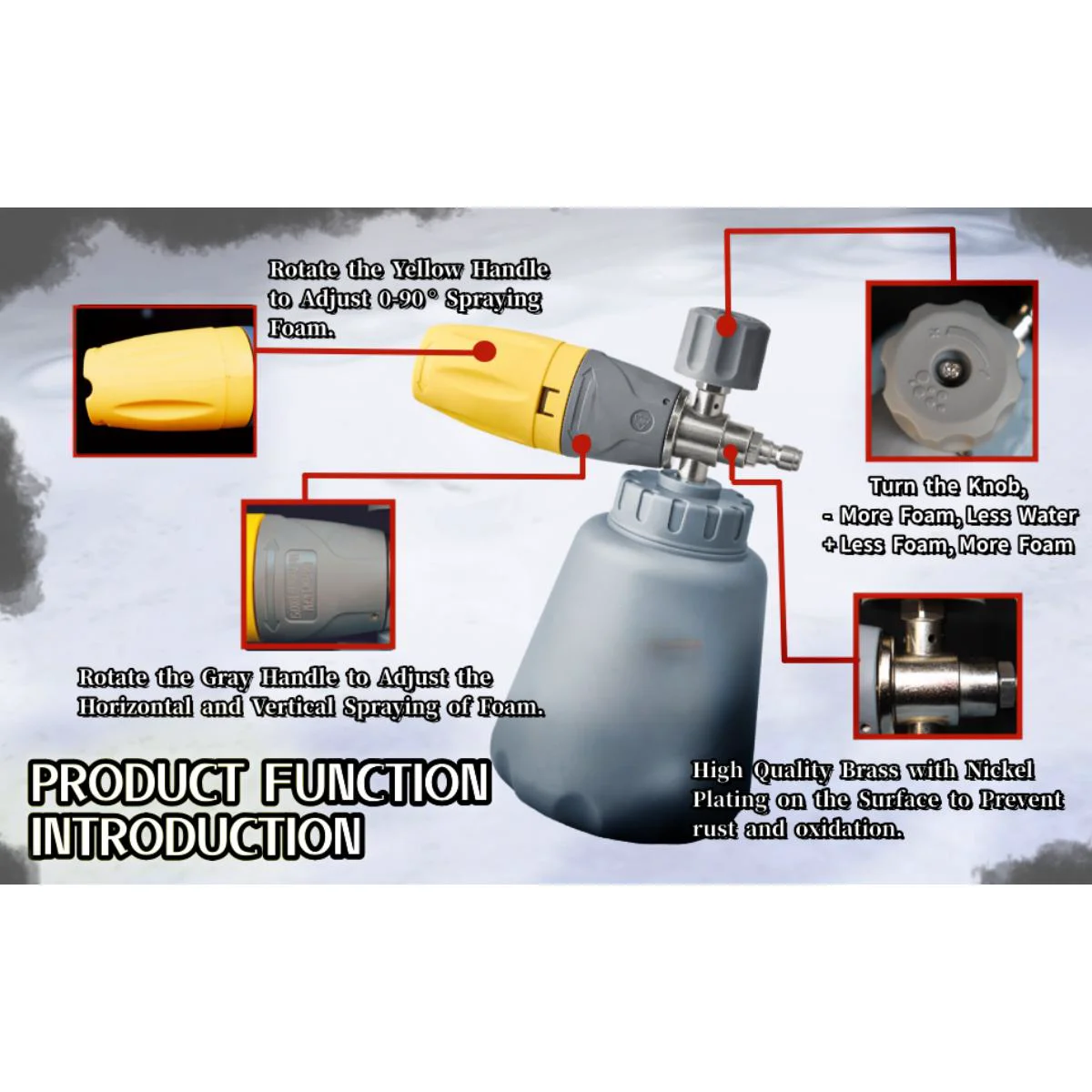 Drision latest Snow Foam Lance Cannon For High Pressure Washer Spray Gun with 1/4 Inch QC/Karcher K/Nilfisk Kew Connector