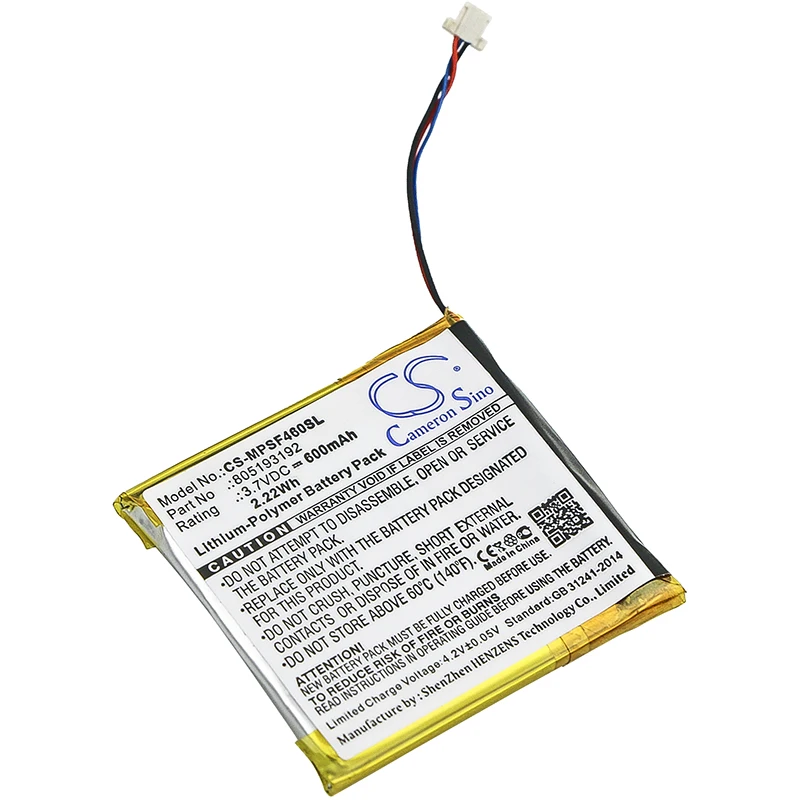 Cameron Sino 3.7V 600mAh Media Player Battery 805193192 for Sandisk Sansa View 8GB/16GB/32GB, SMDX10R-8192K-P70 +TOOL