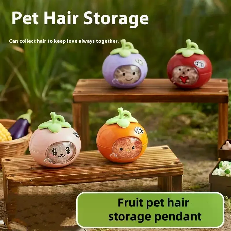 1/4 قطعة لطيف الفاكهة شفافة الحيوانات الأليفة القط الكلب جامع الشعر المفاتيح الإبداعية المحمولة شعر الحيوانات الأليفة التذكاري حقيبة التخزين قلادة #1