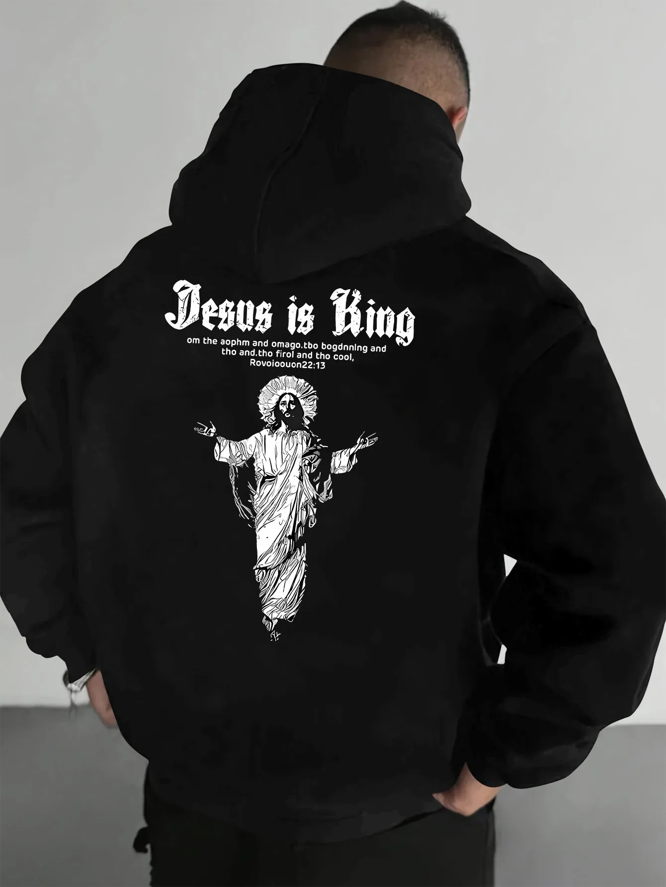 Jesus Fashion Trend Print Men Hooded Sweatshirt Autumn and Winter Daily Outdoor Sports Loose All Build Leisure Warm Street Style