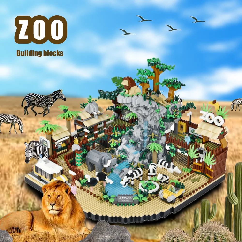 Zoo Building Blocks, Animal And Plant Models, Outdoor Adventure Toys, Novelty, Exercise Puzzle Hands-on Ability, Boy