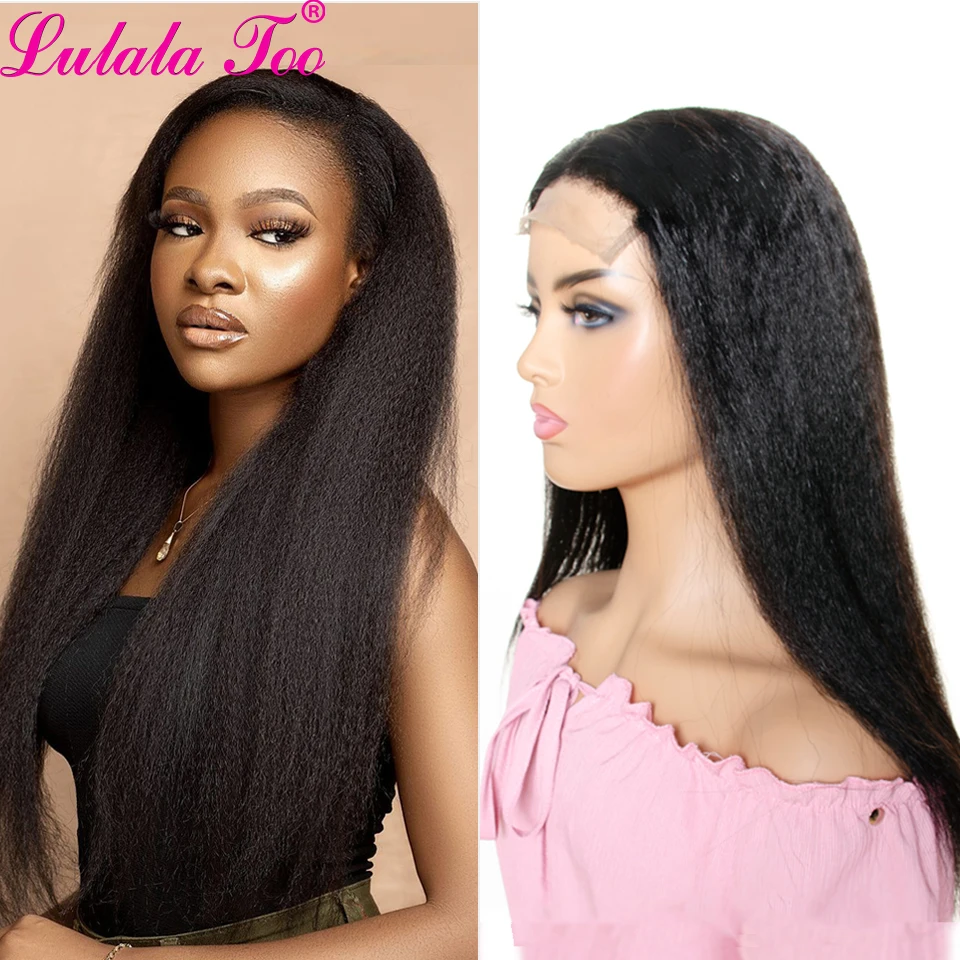 13x4 and 4x4 Lace Wig Brazilian Kinky Straight Lace Front Human Hair Wigs Pre-Plucked 180% Density Remy Lulalatoo Hair