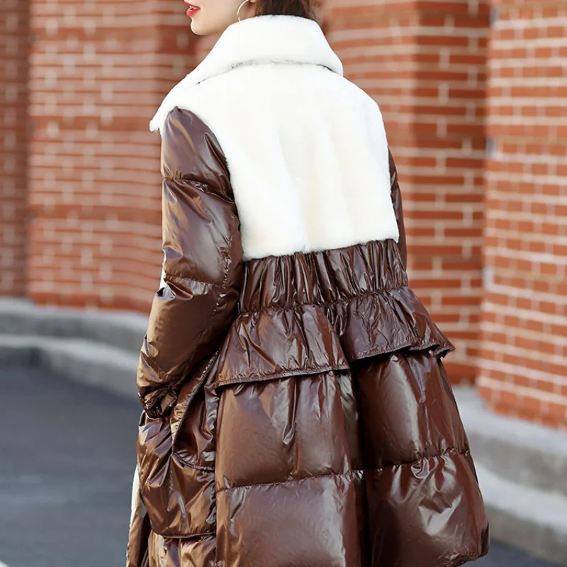 Veste en cuir marron pour femme, fourrure véritable dans une seule veste, vêtements chauds, mode coréenne, manteau d'hiver, cuir véritable, nouveau, 2023