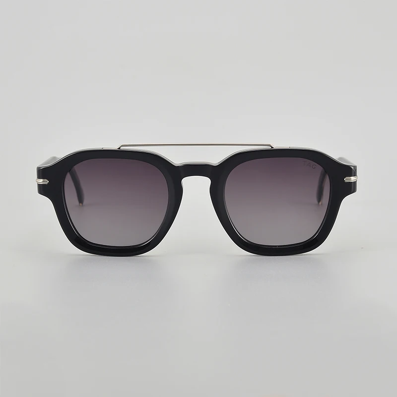 New Fashion Acetate Frame Sun Glasses Women Double Bridge Polygon Sunshade Glasses Male UV400 High Quality Sun Glasses 8775