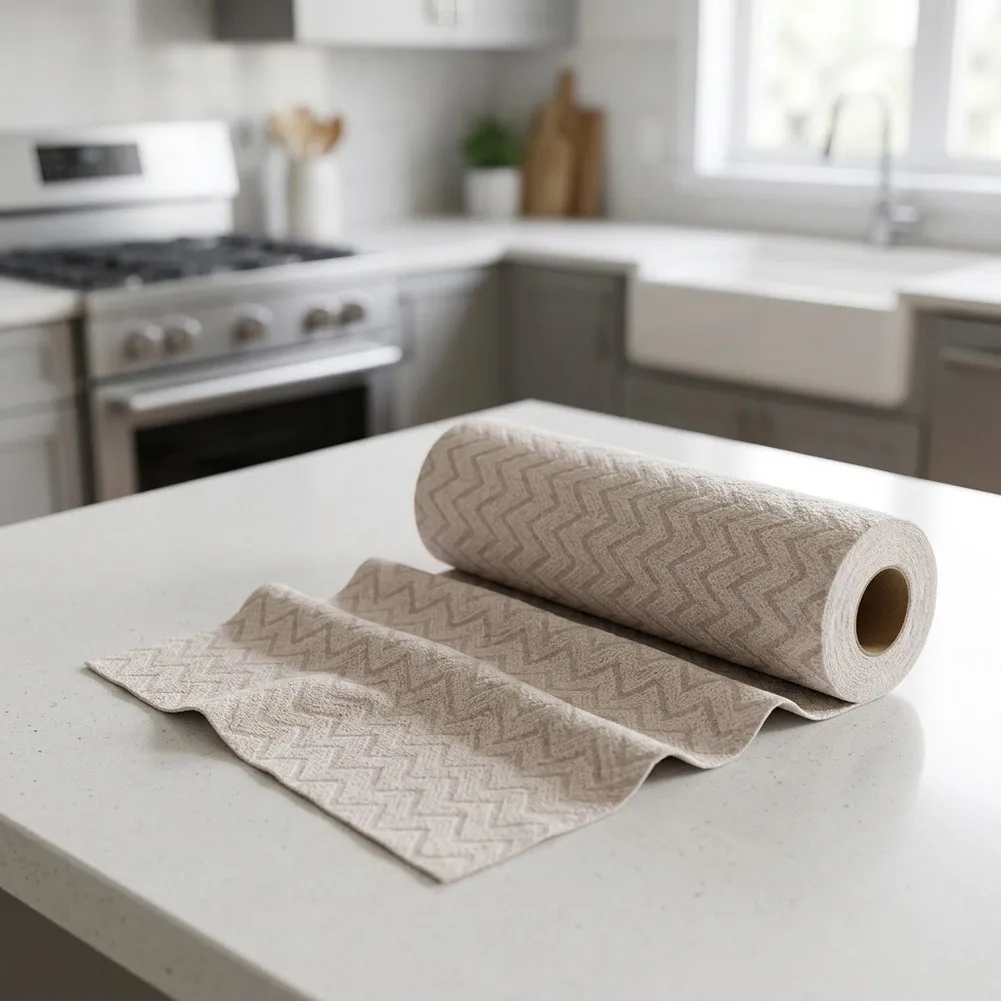 25x25cm Microfiber Lazy Rag Roll 20pcs Breathable Cream Colored Cleaning Cloths for Spill Absorption and Wiping
