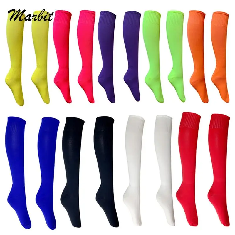 

1Pair Solid Color Football Socks Long Tube Knee Cotton Legging Stockings Soccer Baseball Running Sport Adults Socks