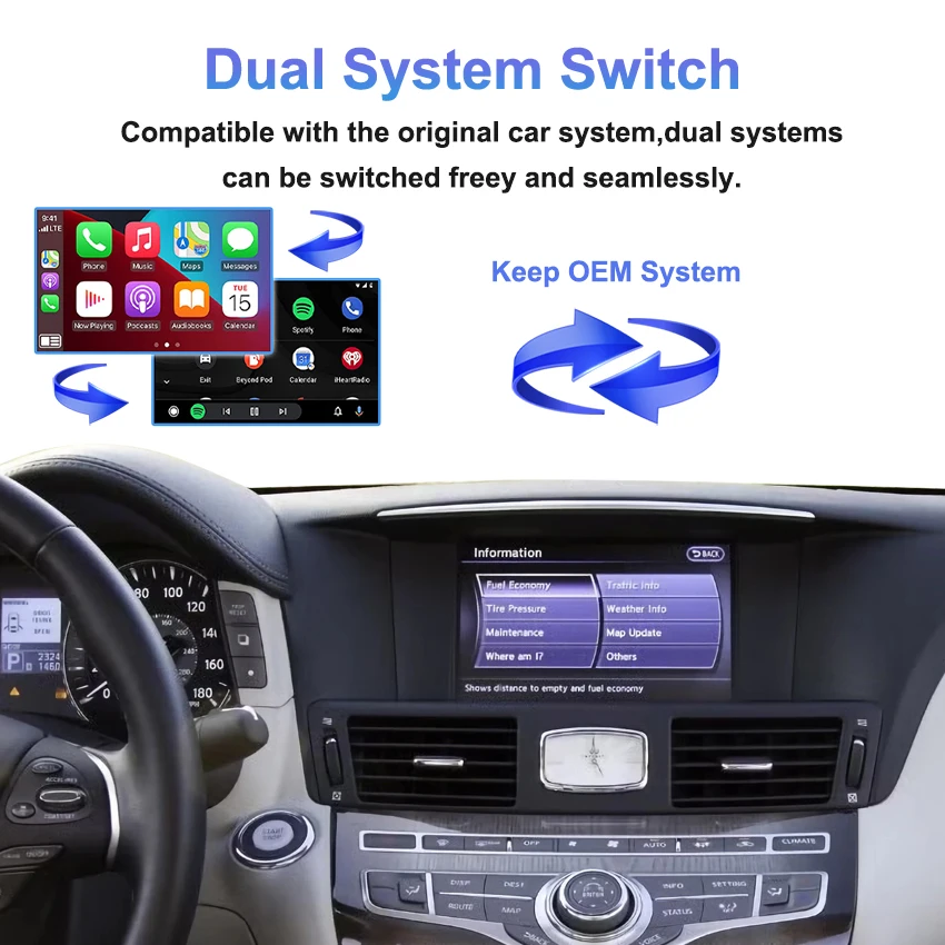 Wireless CarPlay for Infiniti M Series 2009-2012, Radio Car DVD Player Navigation Mirror Link Function Android Auto DIY Decoder