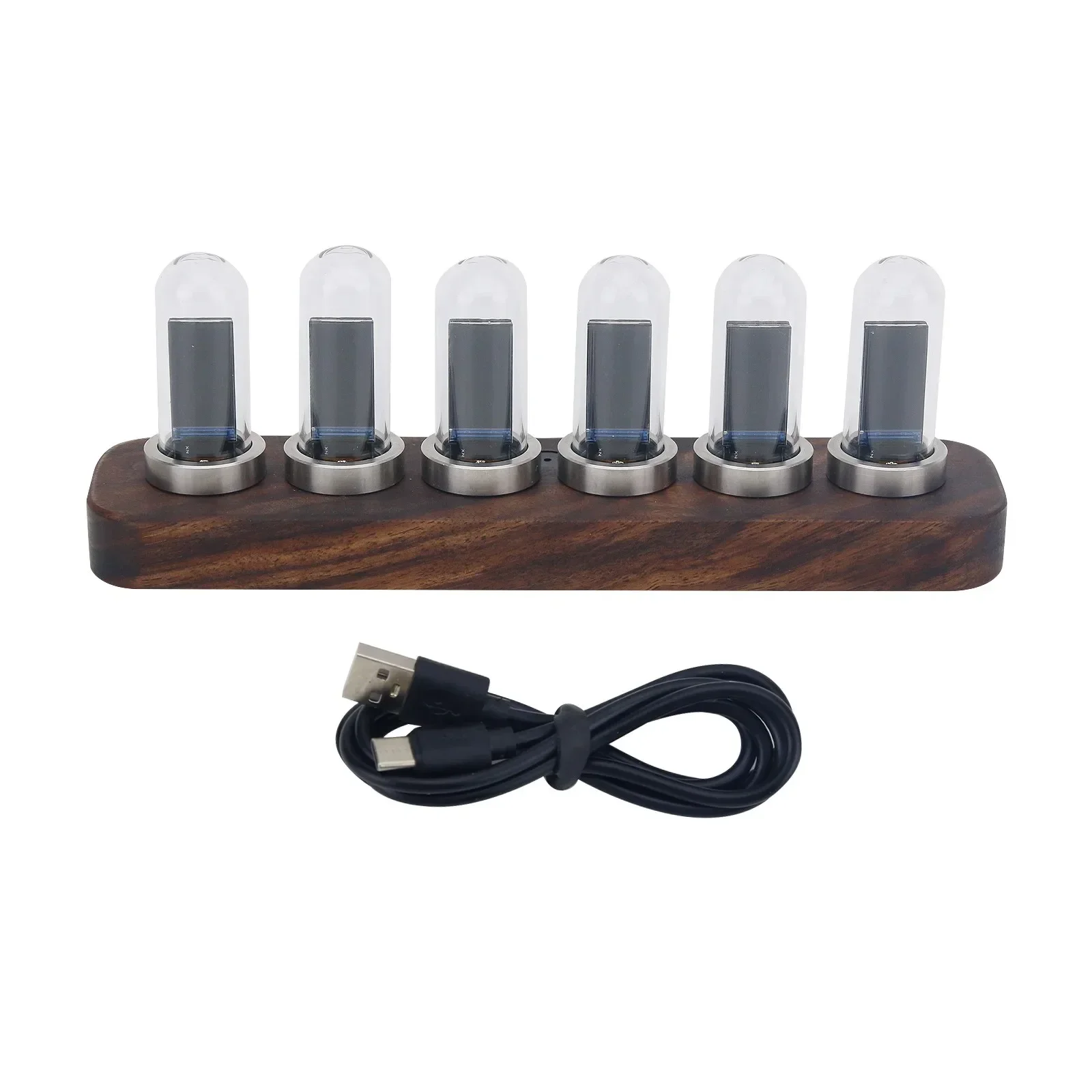 

D'ESIGN IPS RGB LED Music Spectrum Pseudo Glow Tube Rhythm Light Alarm Clock with Black Walnut Base