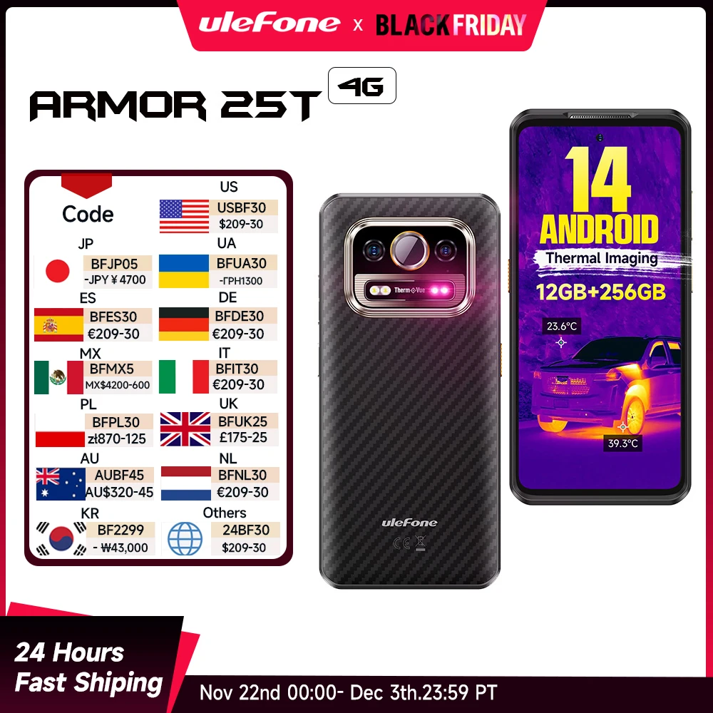 Ulefone-Smartphone Armor 25T, Téléphone Robuste 4G, Android 14, 33W, 50MP + 64MP, Caméra de Nuit, NDavid, Étanche, Global, Première Mondiale