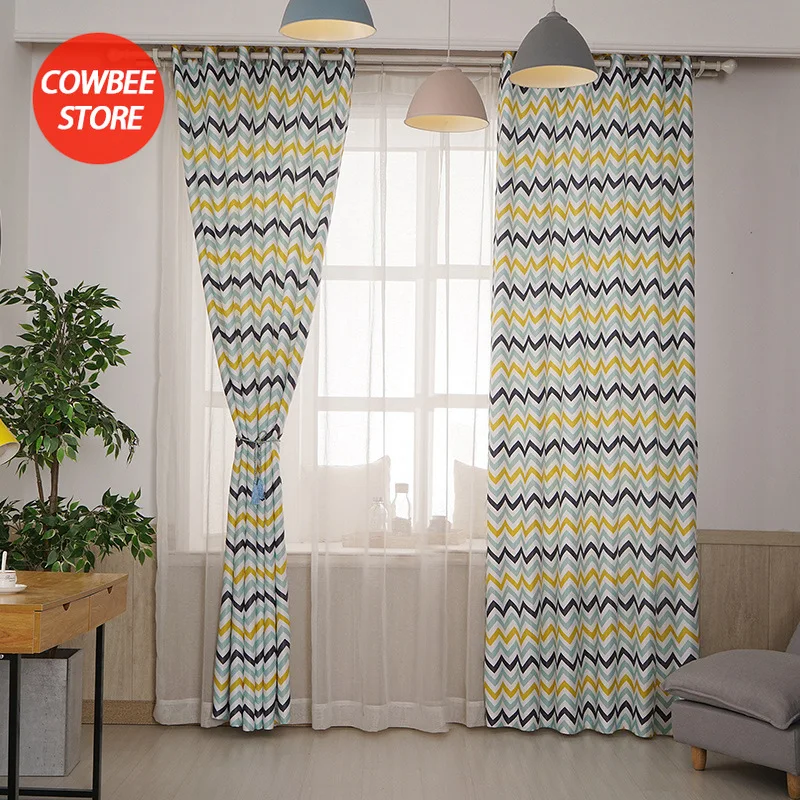 Curtain for The Living Room Bedroom Nordic Modern Simple Diamond Windows Backdrop Solid Color Curtain