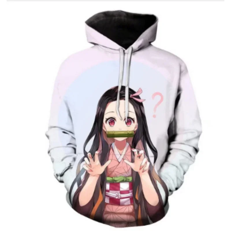 New Demon Slayer Hoodies Girls Sweatshirt Autumn And Winter Long Sleeve Harajuku Pullovers Anime Series Stich Casual Hooded Tops