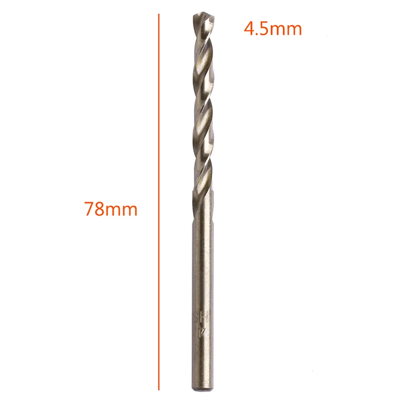 F92C 10pcs 4.5 ملم جولة شانك HSS-CO تويست الحفر بتات دوامة