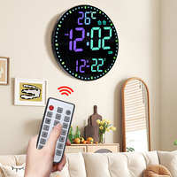 Smart Remote Control LED Wall Clock with Calendar and Temperature Display Electronic Digital Colorful Clock for Home Friend Gift