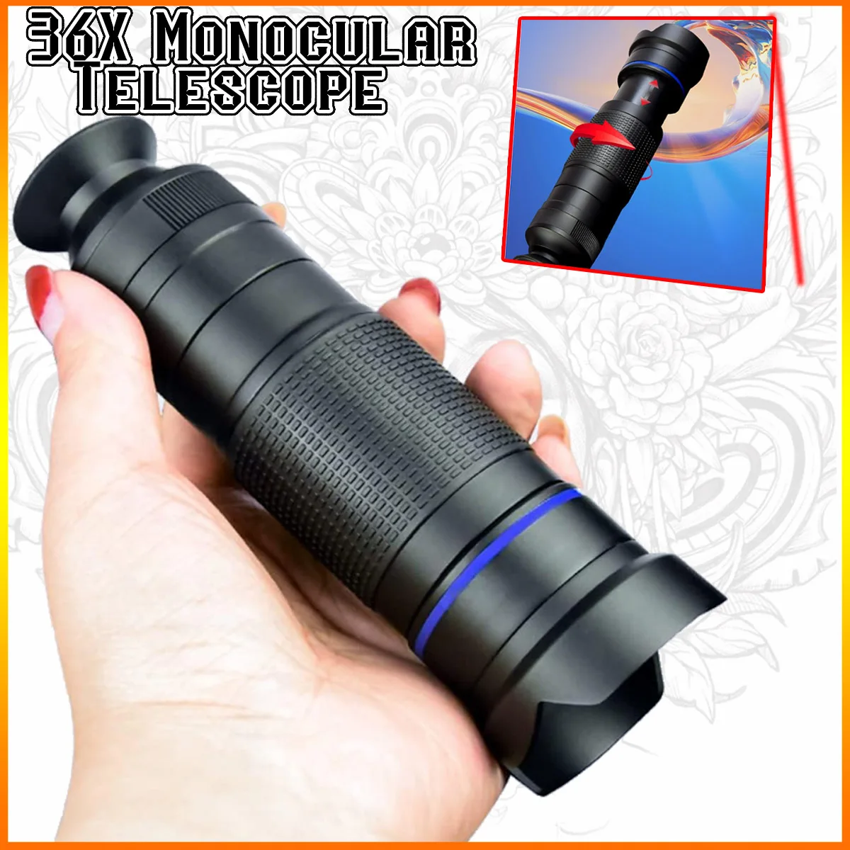 36X Wide Angle Phone Camera Monocular telescope Telephoto Len Zoom Macro Fisheye telescope for Hiking Camping Wildlife Moon brid