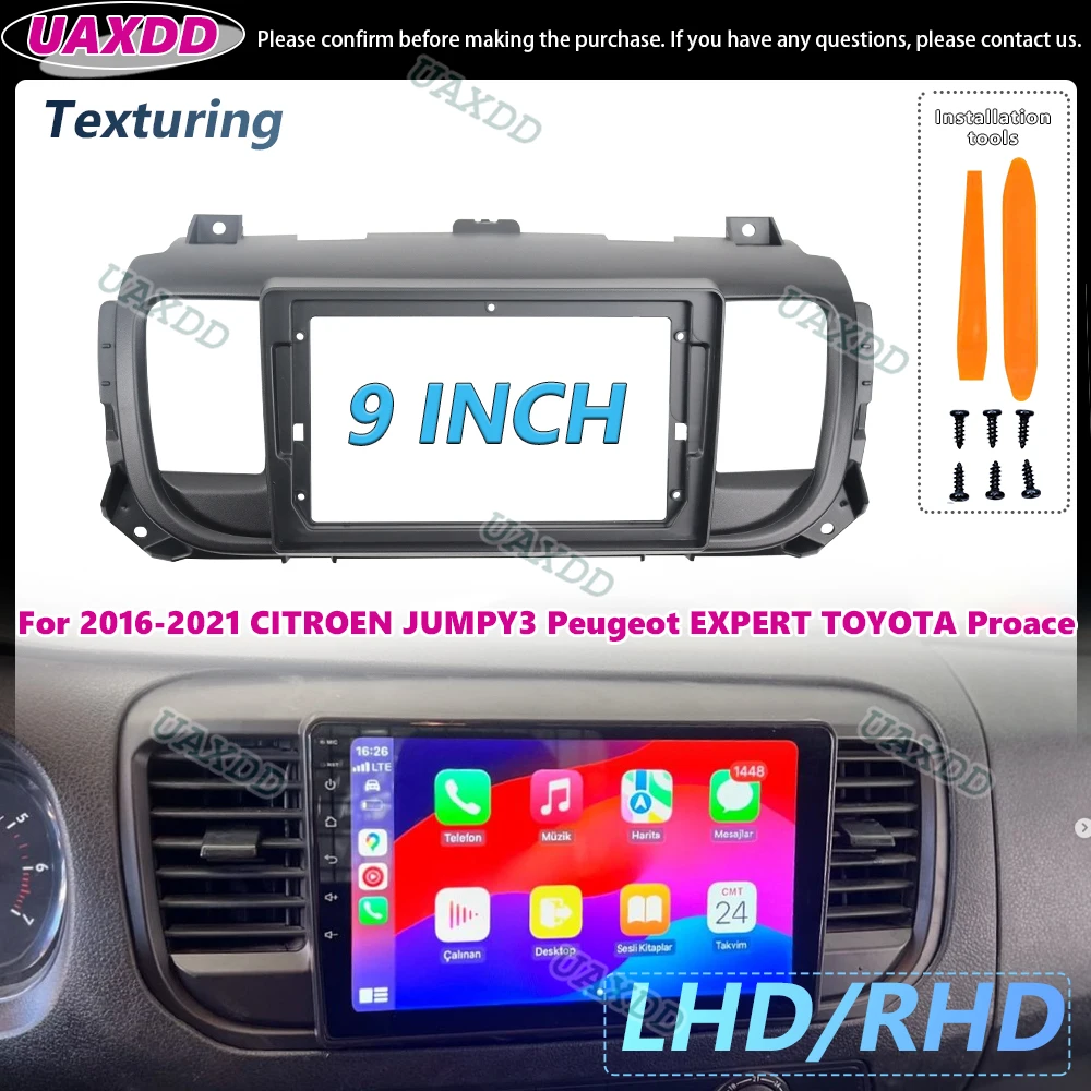 9 Inch Car Radio Frame For Citroen Jumpy Peugeot Expert Toyota Proace 2016-2021 2DIN Stereo Panel Fascia Dashboard Center Kit CD
